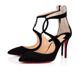 Christian Louboutin Black Suede Rosas 85 Cutout Heels